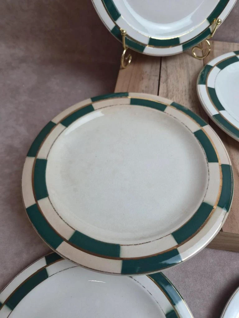Lot de 10 assiettes a sobremesa Salins – Opaceline Jamier Vert – damier vintage – photo 3